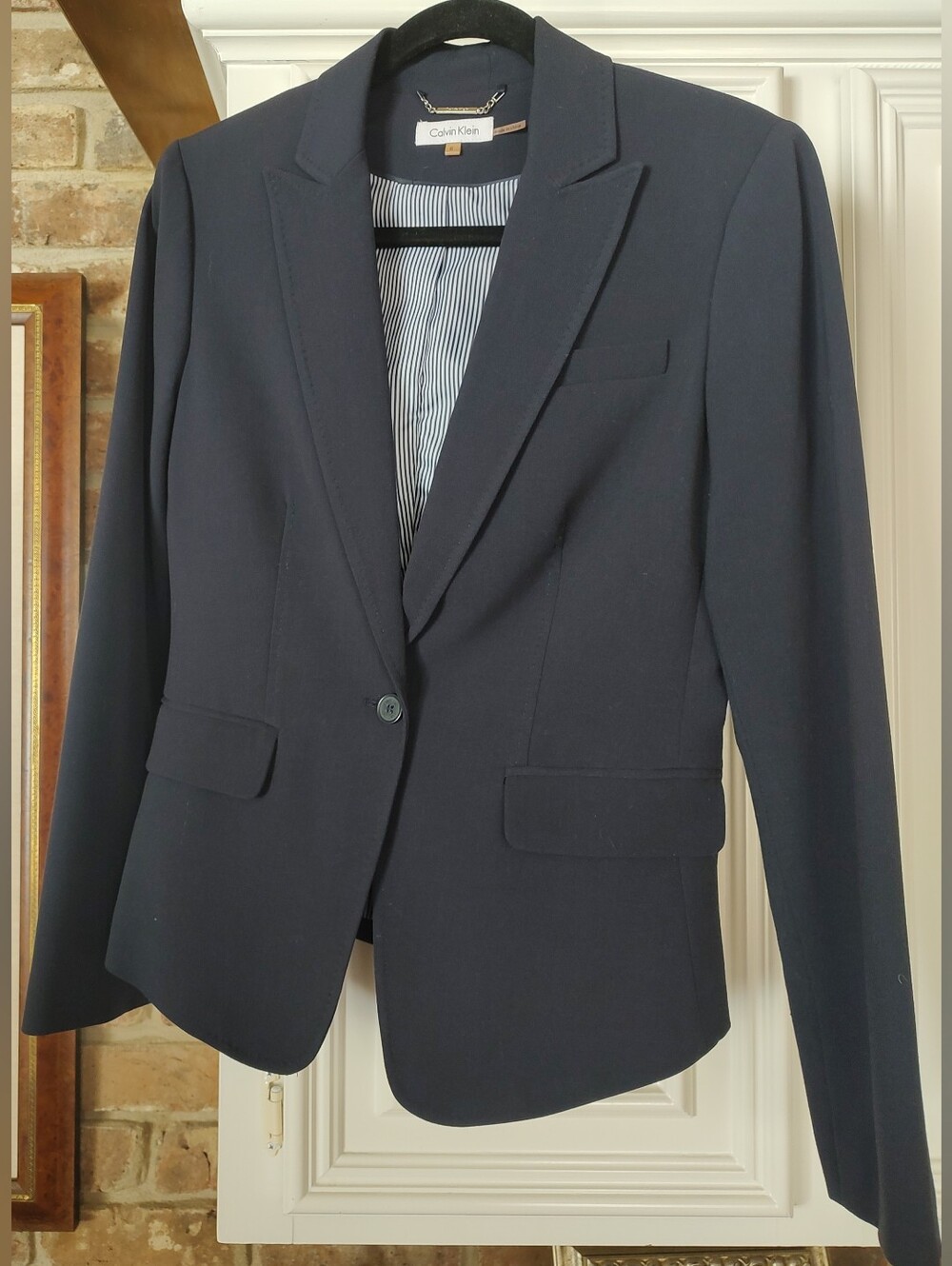 Calvin Klein Women's Navy Single-Button Blazer Size 6